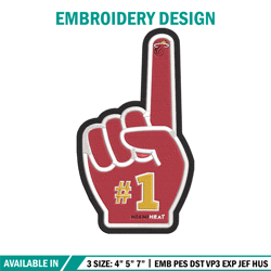 Miami Heat no 1 embroidery design, NBA embroidery, Sport embroidery, Embroidery design ,Logo sport embroidery.