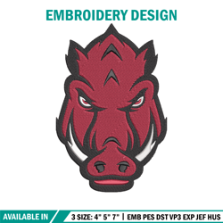 Razorback Head embroidery design, NCAA embroidery, Sport embroidery,Logo sport embroidery,Embroidery design
