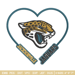 Jacksonville Jaguars Heart embroidery design, Jacksonville Jaguars embroidery, NFL embroidery, logo sport embroidery.
