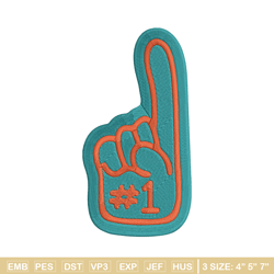Miami Dolphins Foam Finger embroidery design, Miami Dolphins embroidery, NFL embroidery, logo sport embroidery.