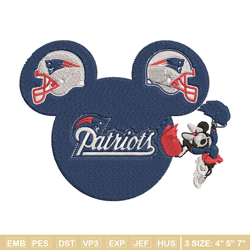 Mickey Mouse New England Patriots embroidery design, Patriots embroidery, NFL embroidery, logo sport embroidery