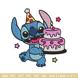 Stitch birthday Embroidery design, Stitch birthday Embroidery, cartoon design, Embroidery File, Digital download.
