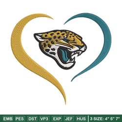 Jacksonville Jaguars Heart embroidery design, Jacksonville Jaguars embroidery, NFL embroidery, logo sport embroidery