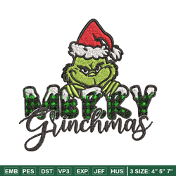 Merry Grinch Embroidery design, Grinch Merry Christmas Embroidery, Grinch design, Embroidery File, Digital download.