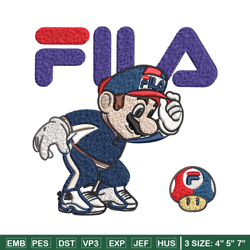 Super Mario Fila Embroidery design, Super Mario Embroidery, cartoon design, Embroidery File, Fila logo, Instant download
