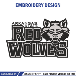 Arkansas State logo embroidery design, NCAA embroidery, Sport embroidery,Logo sport embroidery, Embroidery design