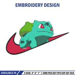 Bulbasaur x nike Embroidery Design, Pokemon Embroidery, Embroidery File, Nike Embroidery, Anime shirt, Digital download