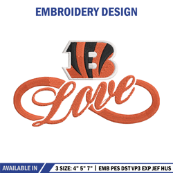 Cincinnati Bengals Love embroidery design, Bengals embroidery, NFL embroidery, sport embroidery, embroidery design.