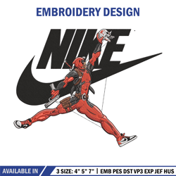 Deadpool nike Embroidery Design, Deadpool Embroidery, Embroidery File,Nike Embroidery, Anime shirt, Digital download