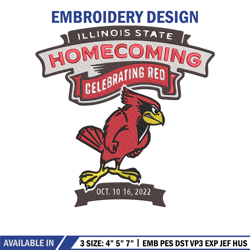 Illinois State Redbirds embroidery design,NCAA embroidery, Sport embroidery,logo sport embroidery,Embroidery design