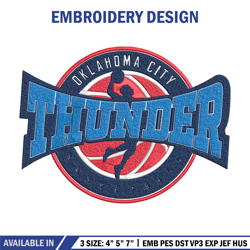 Oklahoma City Thunder logo embroidery design,NBA embroidery, Sport embroidery, Embroidery design, Logo sport embroidery