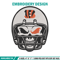 Cincinnati Bengals Skull Helmet embroidery design, Cincinnati Bengals embroidery, NFL embroidery, sport embroidery.