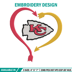 Heart Kansas City Chiefs embroidery design, Kansas City Chiefs embroidery, NFL embroidery, logo sport embroidery.