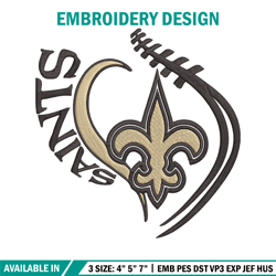 Heart New Orleans Saints embroidery design, New Orleans Saints embroidery, NFL embroidery, Logo sport embroidery. (2)
