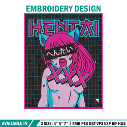 Hentai Poster Embroidery Design, Hentai Embroidery, Embroidery File, Anime Embroidery, Anime shirt, Digital download