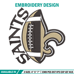 New Orleans Saints Ball embroidery design, Saints embroidery, NFL embroidery, logo sport embroidery, embroidery design.