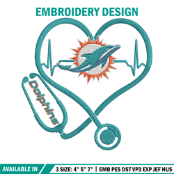 Stethoscope Miami Dolphins embroidery design, Miami Dolphins embroidery, NFL embroidery, logo sport embroidery.