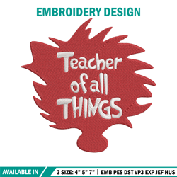 Teacher of All Things Embroidery Design, Dr Seuss Embroidery, Embroidery File, Embroidery design, Digital download