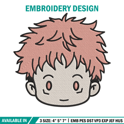 Yuji chibi Embroidery Design, Jujutsu Embroidery, Embroidery File, Anime Embroidery, Anime shirt, Digital download.