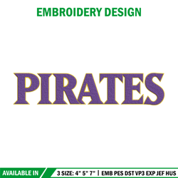 Carolina Pirates logo embroidery design, NCAA embroidery, Embroidery design, Logo sport embroidery, Sport embroidery.