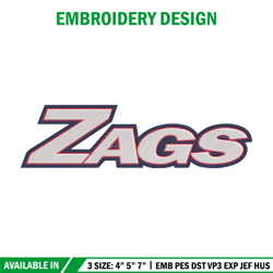 Gonzaga University logo embroidery design, NCAA embroidery,Sport embroidery, Embroidery design, Logo sport embroidery