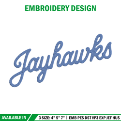 Kansas Jayhawks logo embroidery design, NCAA embroidery, Embroidery design, Logo sport embroidery, Sport embroidery