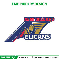Orleans Pelicans logo embroidery design, NBA embroidery,Sport embroidery, Logo sport embroidery,Embroidery design.