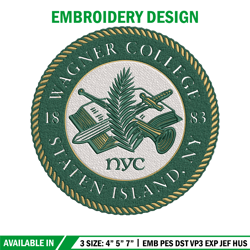 Wagner College logo embroidery design, NCAA embroidery, Embroidery design,Logo sport embroidery,Sport embroidery