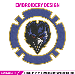 Baltimore Ravens Poker Chip Ball embroidery design, Baltimore Ravens embroidery, NFL embroidery, logo sport embroidery.