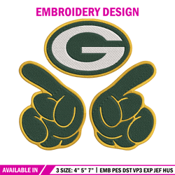 Foam Finger Green Bay Packers embroidery design, Green Bay Packers embroidery, NFL embroidery, logo sport embroidery.