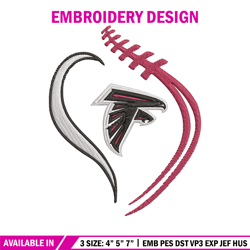 Heart Atlanta Falcons embroidery design, Falcons embroidery, NFL embroidery, sport embroidery, embroidery design