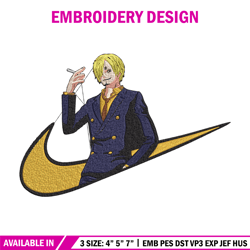 Sanji x nike Embroidery Design, One piece Embroidery, Embroidery File, Nike Embroidery, Anime shirt, Digital download
