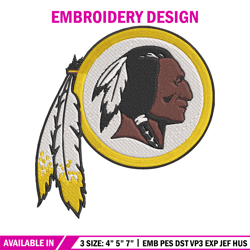 Washington redskins embroidery design, Washington Redskins embroidery, NFL embroidery, logo sport embroidery