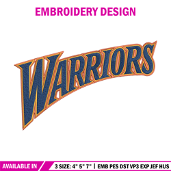 Golden State Warriors logo embroidery design, NBA embroidery, Sport embroidery, Embroidery design,Logo sport embroidery.