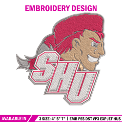 Sacred Heart logo embroidery design,NCAA embroidery,Embroidery design, Logo sport embroidery, Sport embroidery.