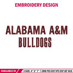Alabama AM Bulldogs logo embroidery design, NCAA embroidery, Embroidery design,Logo sport embroidery,Sport embroidery