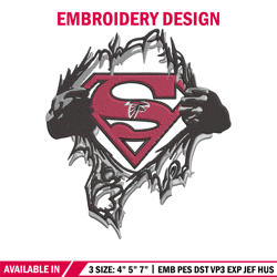 Atlanta Falcons Superman Symbol embroidery design, Atlanta Falcons embroidery, NFL embroidery, Logo sport embroidery.