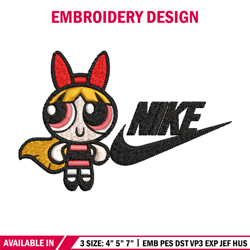 Blossom Nike Embroidery design, Powerpuff Girls cartoon Embroidery, Nike design, Embroidery file, Instant download.
