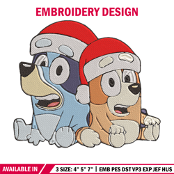 Bluey x Bingo Embroidery Design, Bluey Embroidery, Embroidery File, Chrismas Embroidery, Anime shirt, Digital download