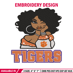 Clemson Tigers girl embroidery design, NCAA embroidery, Embroidery design, Logo sport embroidery,Sport embroidery