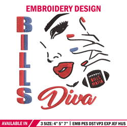 Diva Buffalo Bills embroidery design, Buffalo Bills embroidery, NFL embroidery, sport embroidery, embroidery design.