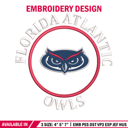 Florida Atlantic logo embroidery design, NCAA embroidery,Sport embroidery,Logo sport embroidery,Embroidery design