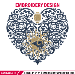 Los Angeles Rams Heart embroidery design, Los Angeles Rams embroidery, NFL embroidery, logo sport embroidery
