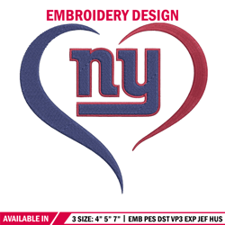 New York Giants heart embroidery design, New York Giants embroidery, NFL embroidery, logo sport embroidery.