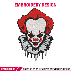 Pennywise Embroidery design, Pennywise Halloween Embroidery, Embroidery File, halloween design, Digital download.