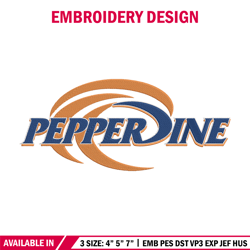 Pepperdine University logo embroidery design, NCAA embroidery, Sport embroidery,Logo sport embroidery, Embroidery design