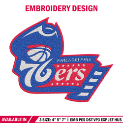 Philadelphia 76ers logo embroidery design, NBA embroidery, Sport embroidery, Embroidery design,Logo sport embroidery