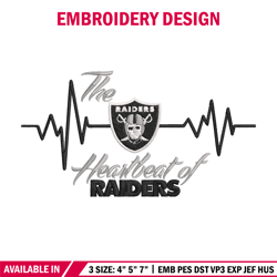The heartbeat of Las Vegas Raiders embroidery design, Las Vegas Raiders embroidery, NFL embroidery, sport embroidery.