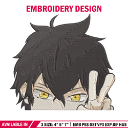Yuno Peeker Embroidery Design, Black clover Embroidery, Embroidery File, Anime Embroidery, Anime shirt, Digital download