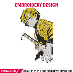 Zenitsu Embroidery Design, Demon slayer Embroidery, Embroidery File, Anime Embroidery, Anime shirt, Digital download.